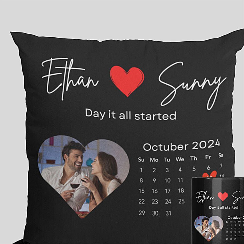 personalised Valentines day Calendar Photo cushion and Mug Combo