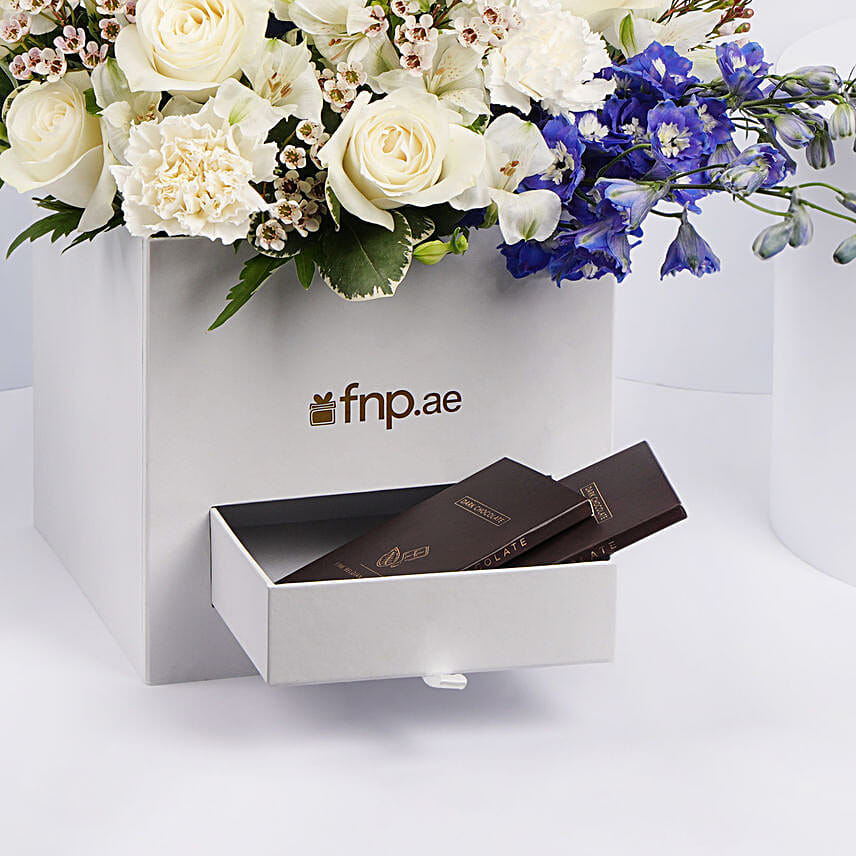 Blue and White Blooms Basket