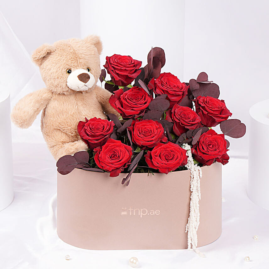 Blush & Cuddles Roses Arrangement