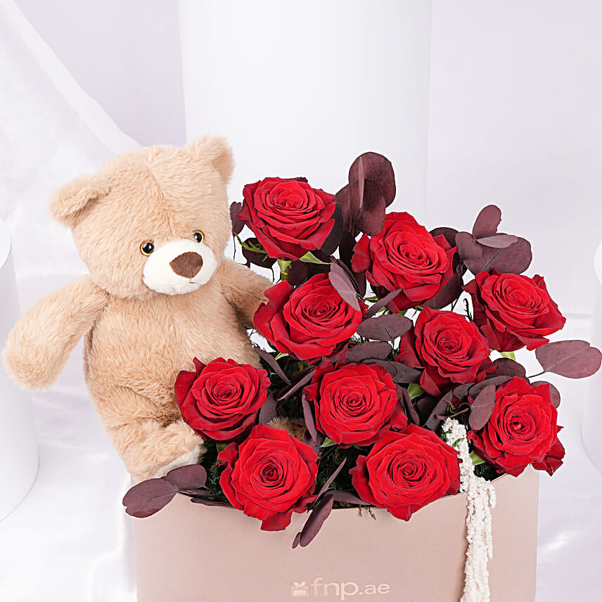 Blush & Cuddles Roses Arrangement