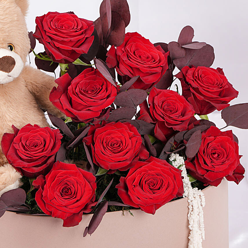 Blush & Cuddles Roses Arrangement