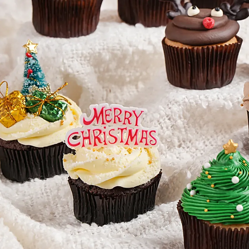 Christmas Joy Chocolate And Red Velvet Cupcakes 12 Pcs