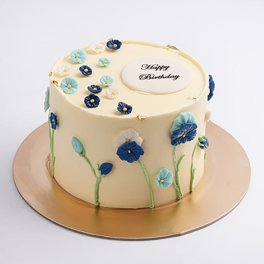 Delphinium Bloom Birthday Red Velvet Cake