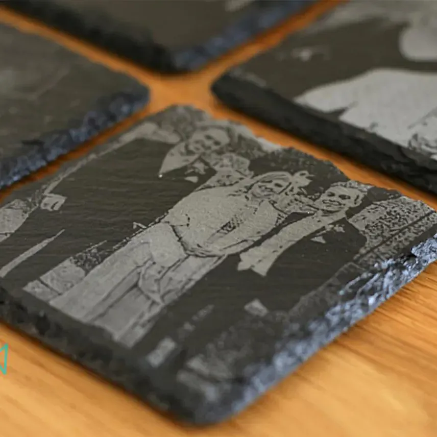 Engraved Photo Slate Coaster 4 Pieces