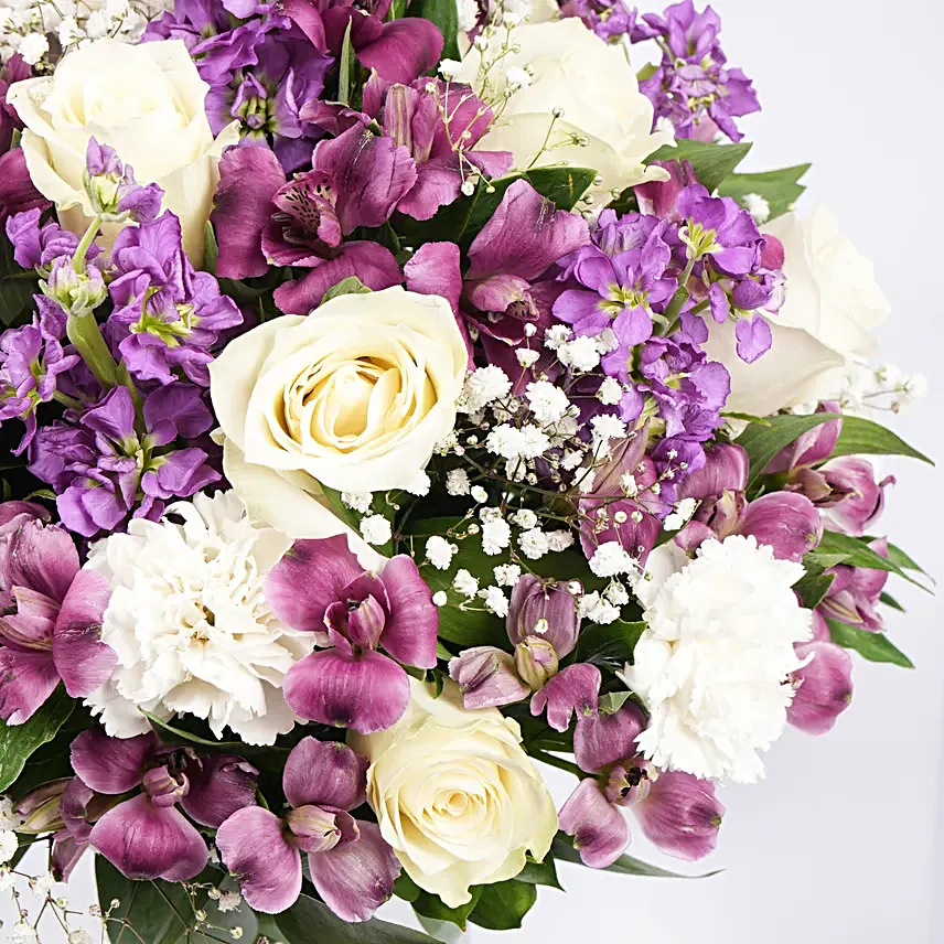 Exotic Purple White Flowers Vase