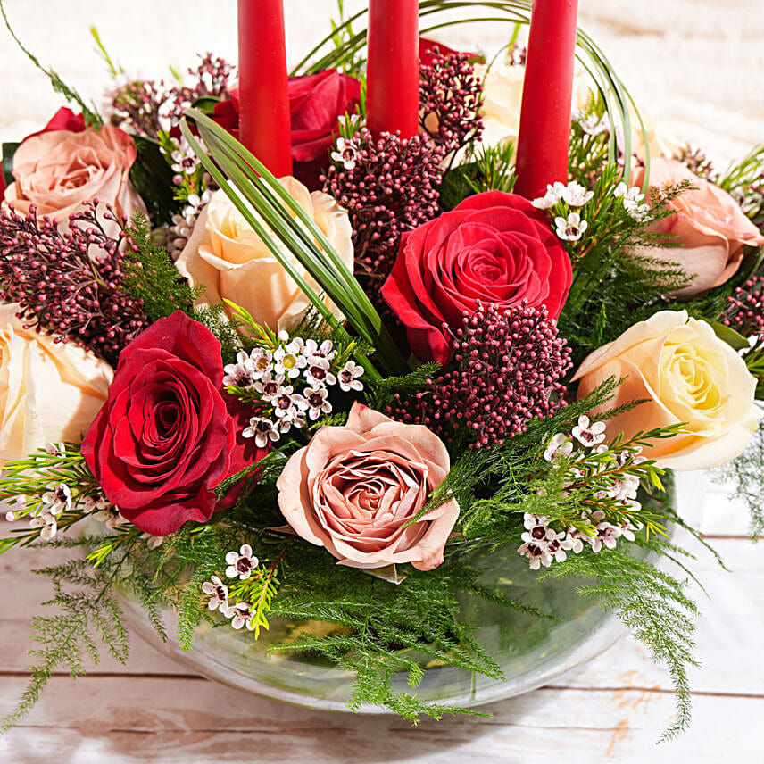 Floral Centerpiece With Candle