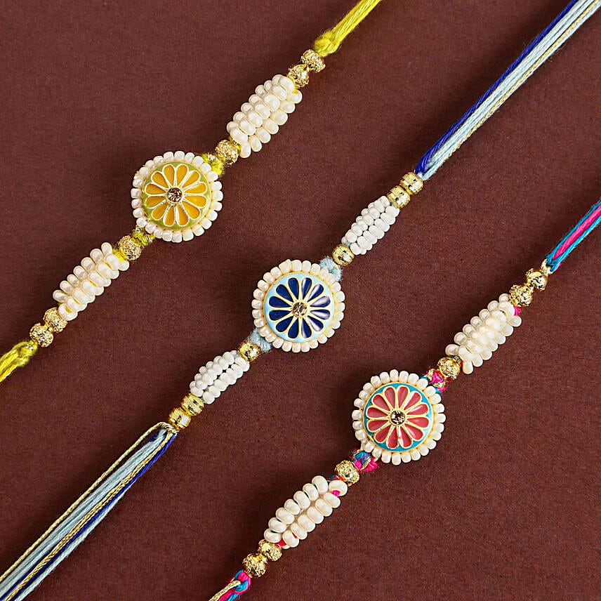 Floral Heritage Round Rakhi Set of 3