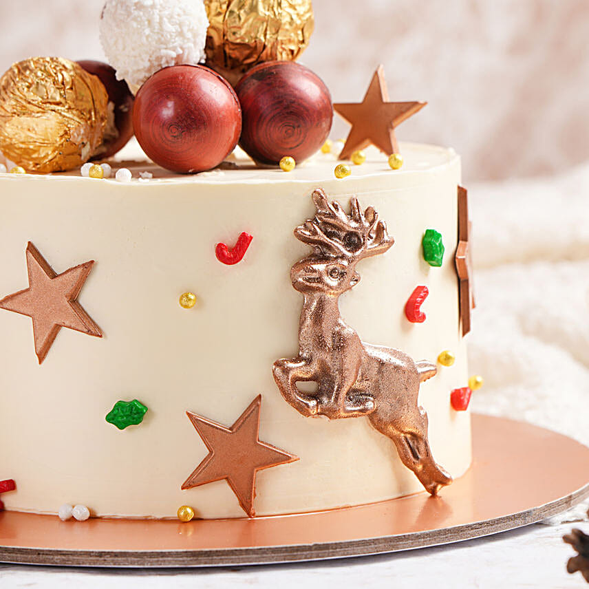 Golden Christmas Celebration Cake
