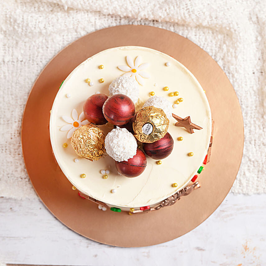 Golden Christmas Celebration Cake