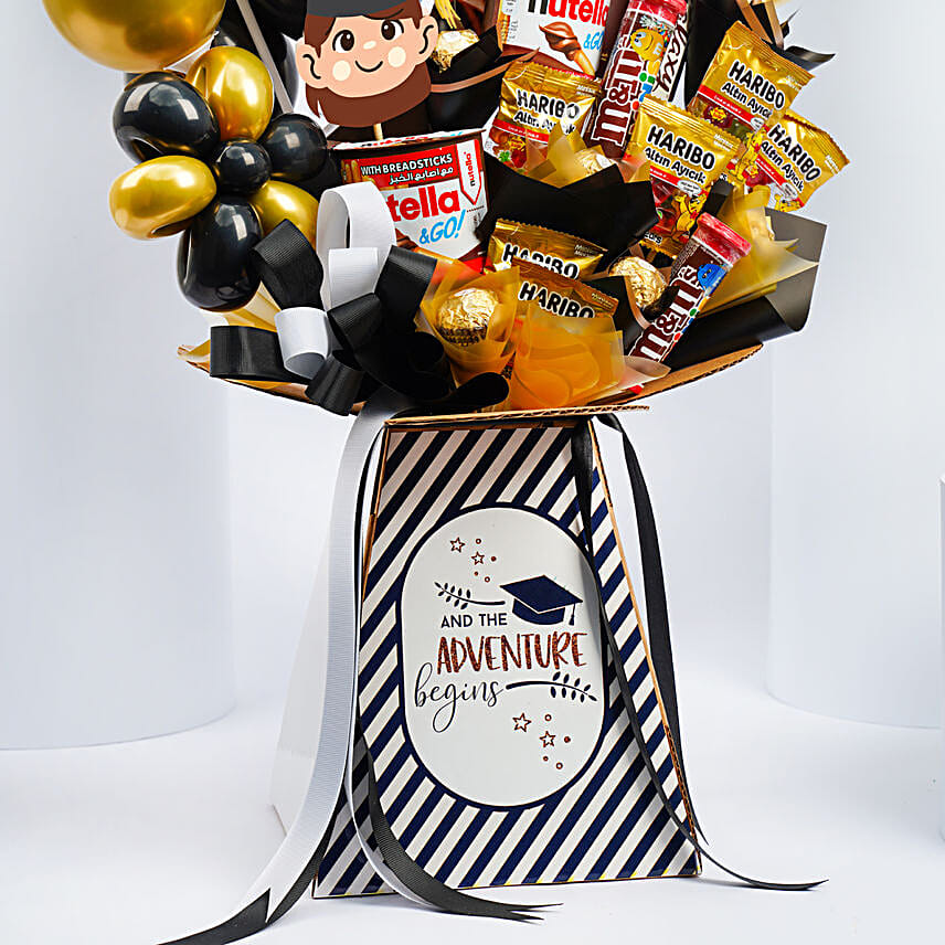 Graduation Congrats For Girls With Chocolates And Balloons
