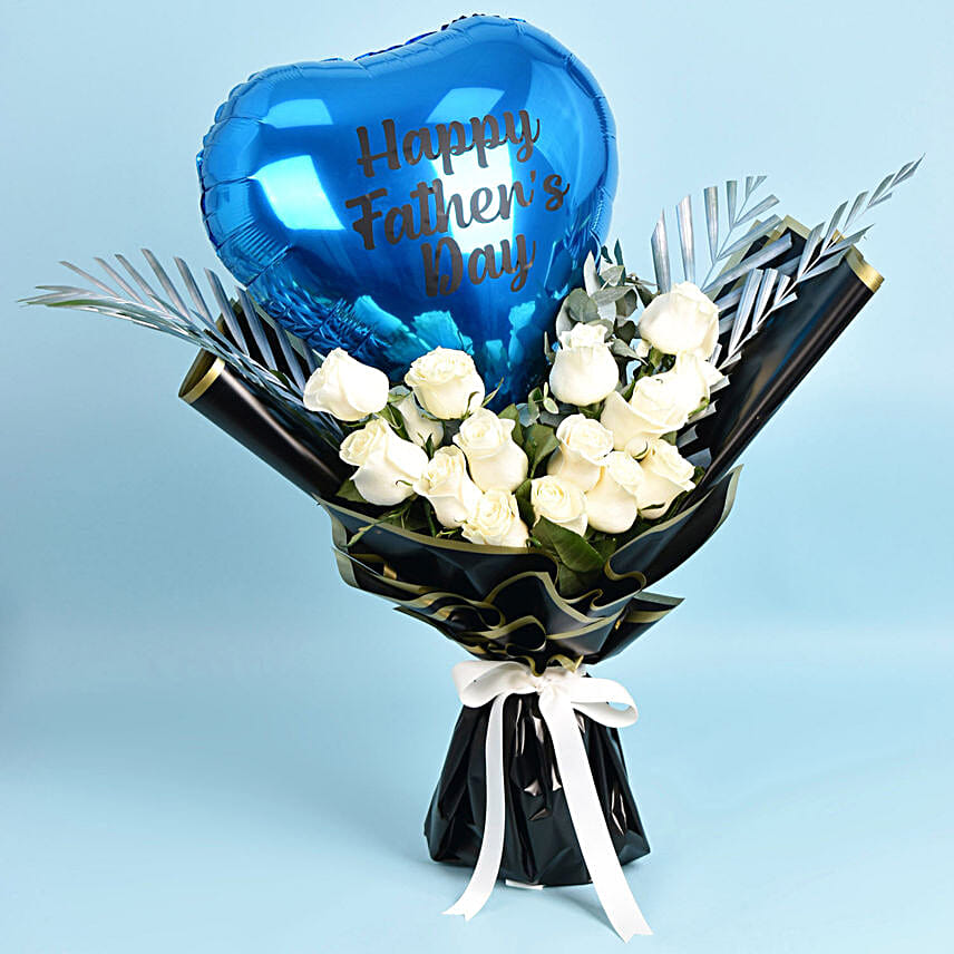 Happy Fathers Day Flowers with Balloon