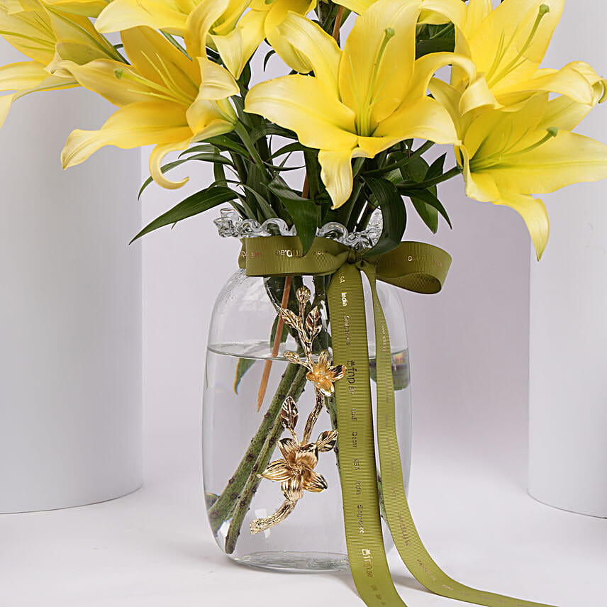 Happy Retirement Lilies in Premium Vase