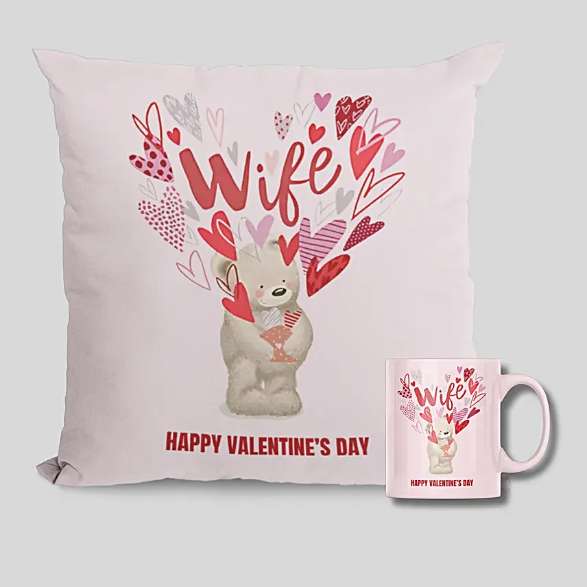 Happy Valentines Day Wife Mug And Cushion