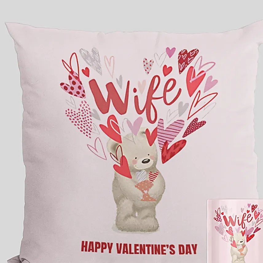 Happy Valentines Day Wife Mug And Cushion