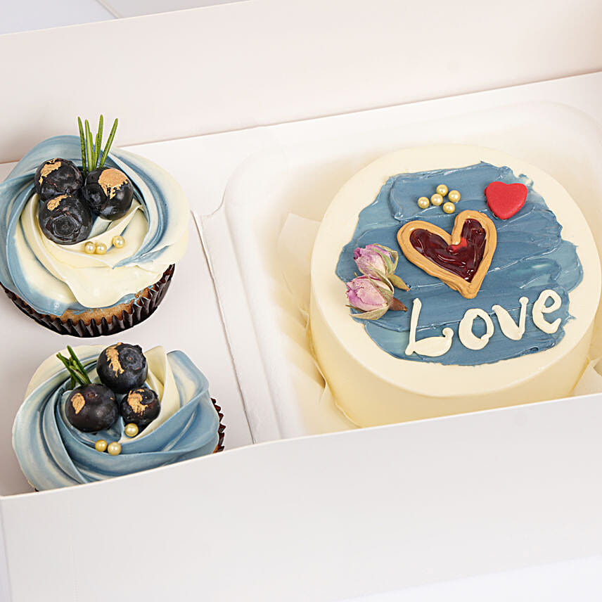 Heartfelt Bento Cake N Cupcake Duo