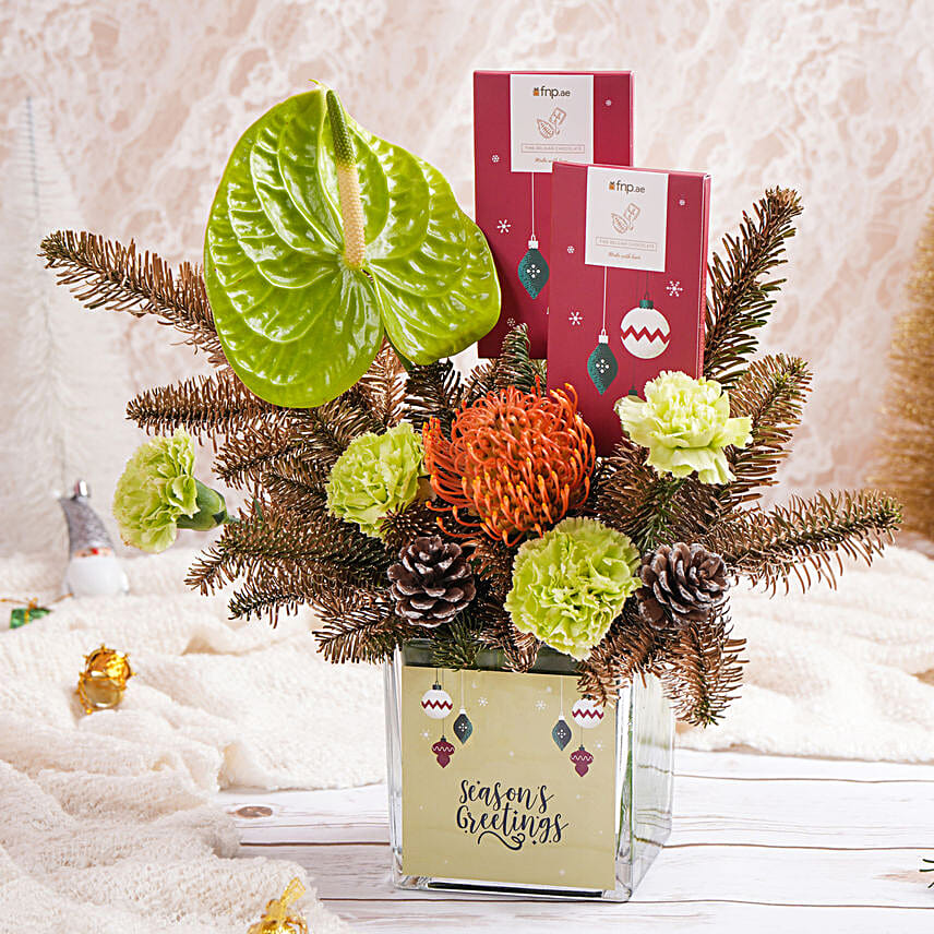 Holidays Joy With Flowers And Chocolates