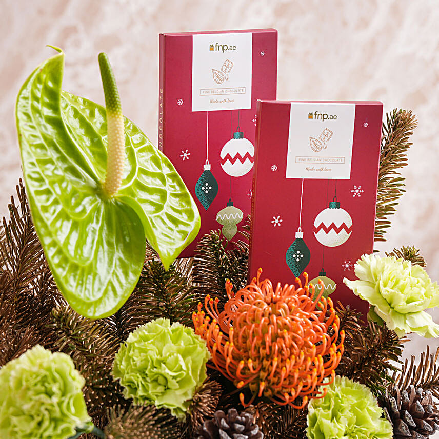 Holidays Joy With Flowers And Chocolates
