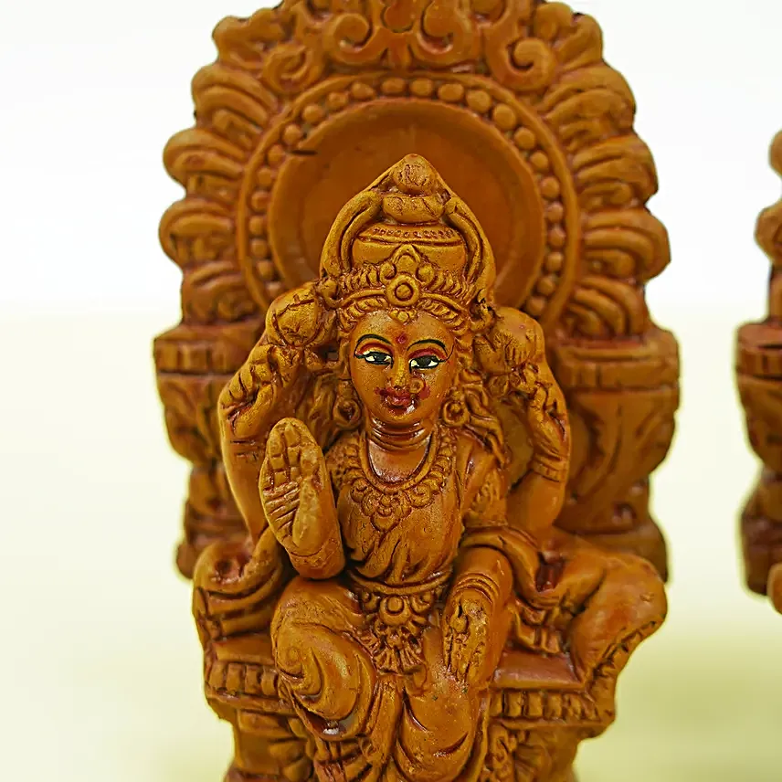 Laxmi n Ganesha Idols Brown Color