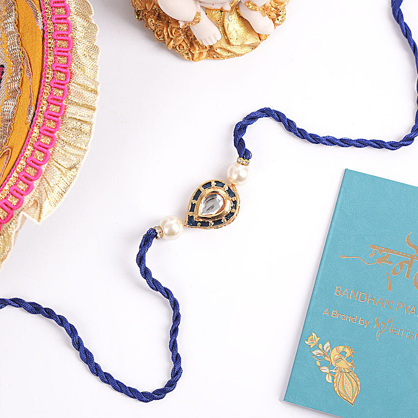 Leaf Shape W blue Thread Rakhi