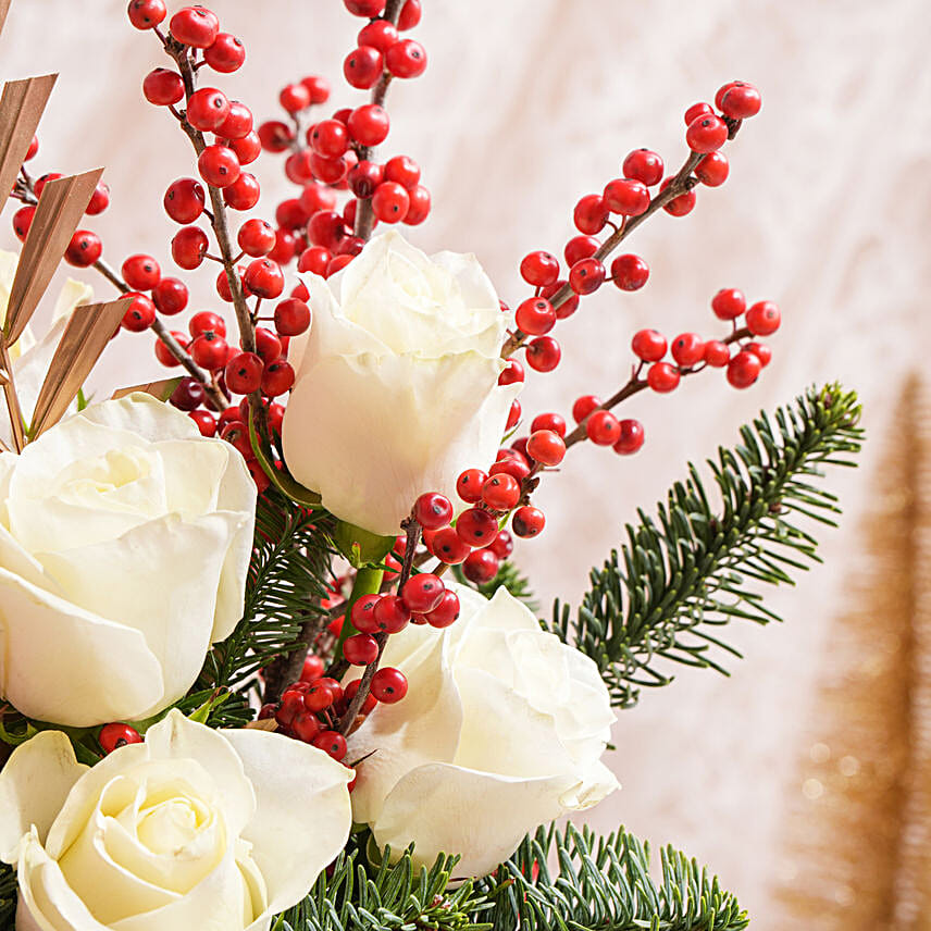 Merry Christmas Flowers Ceramic Vase