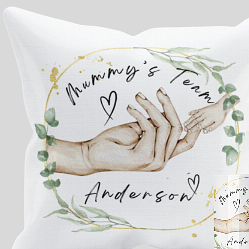 Mummy'S Team Personalised Names Cushion & Mug