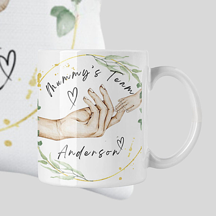 Mummy'S Team Personalised Names Cushion & Mug