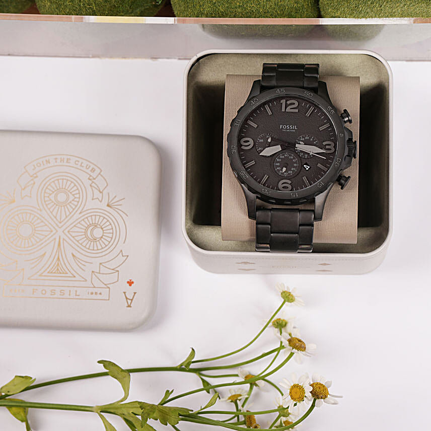 Nate Chronograph Black Stainless Steel Watch