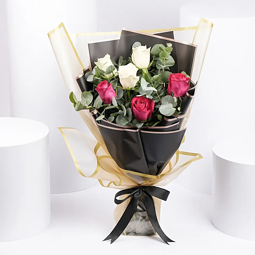 Pink and White Roses Bouquet Standard