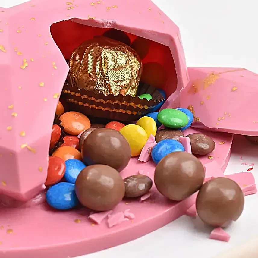 Pink Heart Shape Pinata Chocolate