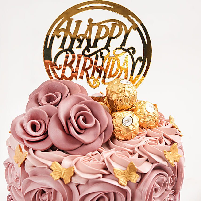 Rosy Birthday Chocolate Cake