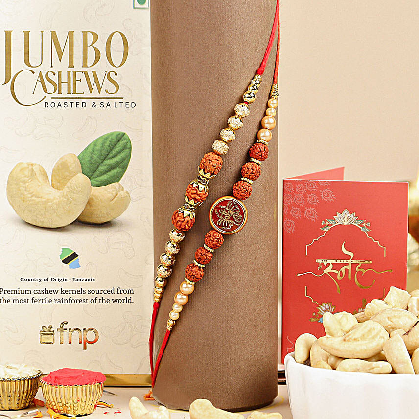 Serene Spirit Rudraksha Rakhi N Cashew Delight