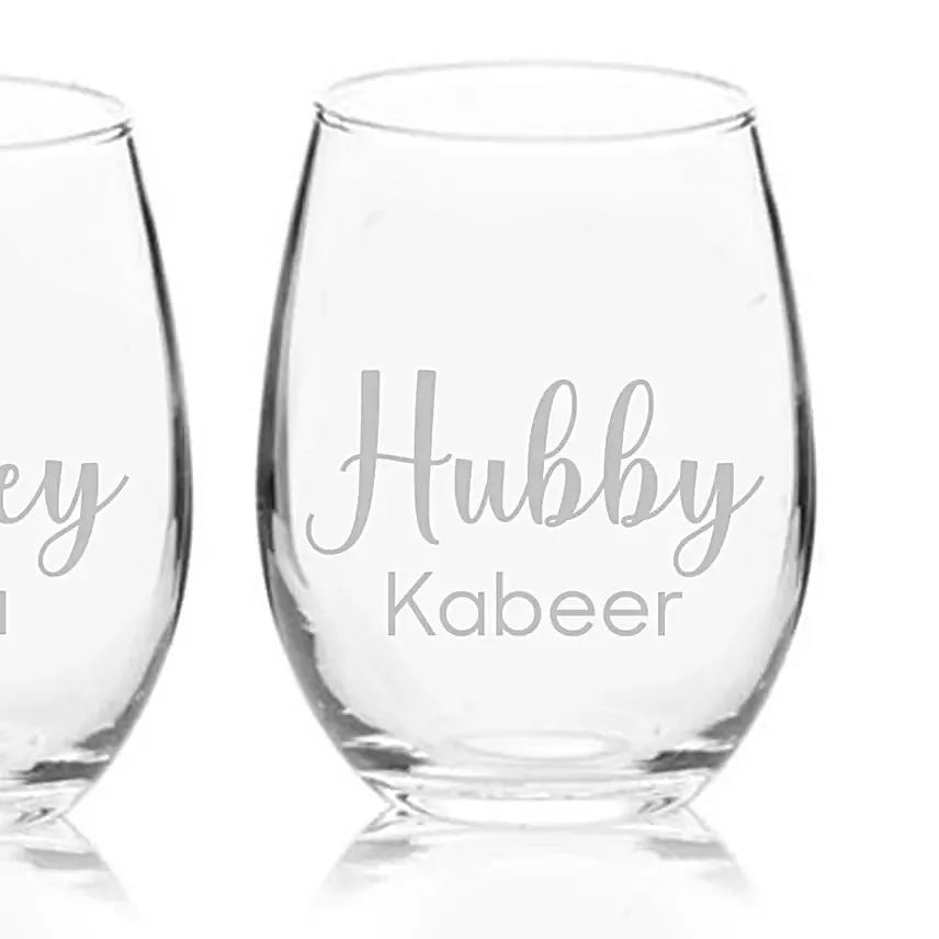 Set of Two Engraved Medium Glasses