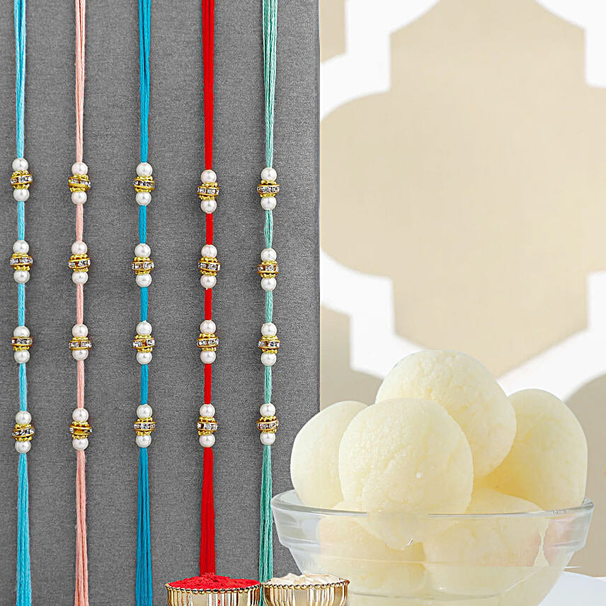 Understated Elegance Beads Rakhi Set of 5 N Rasgulla