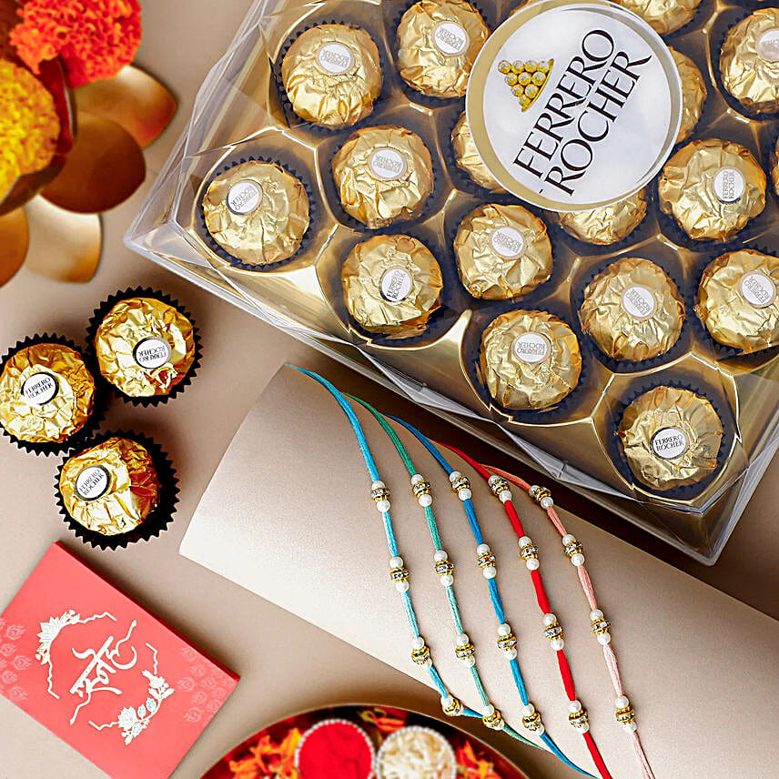 Understated Elegance Rakhi Bundle N Ferrero Rocher 24 Pcs
