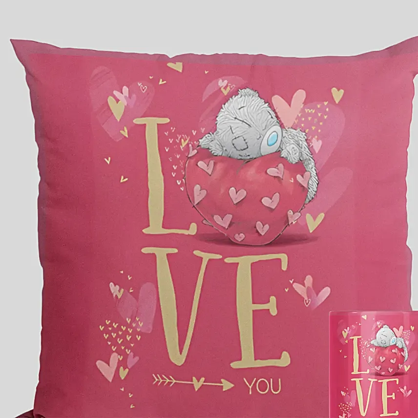 Valentines day Love with Teddy Cushion N Mug Combo