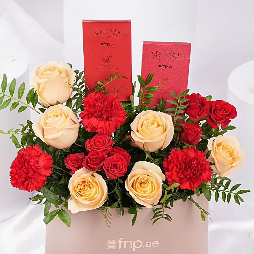 Valentines Day Roses And Chocolate Box