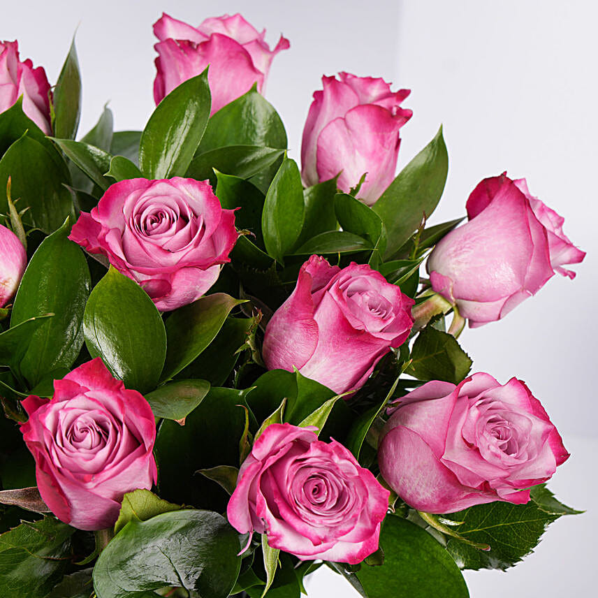 Vase Of 12 Mystic Purple Roses
