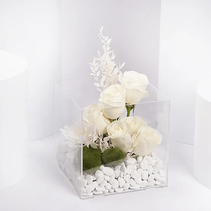 White flowers Acrylic Box