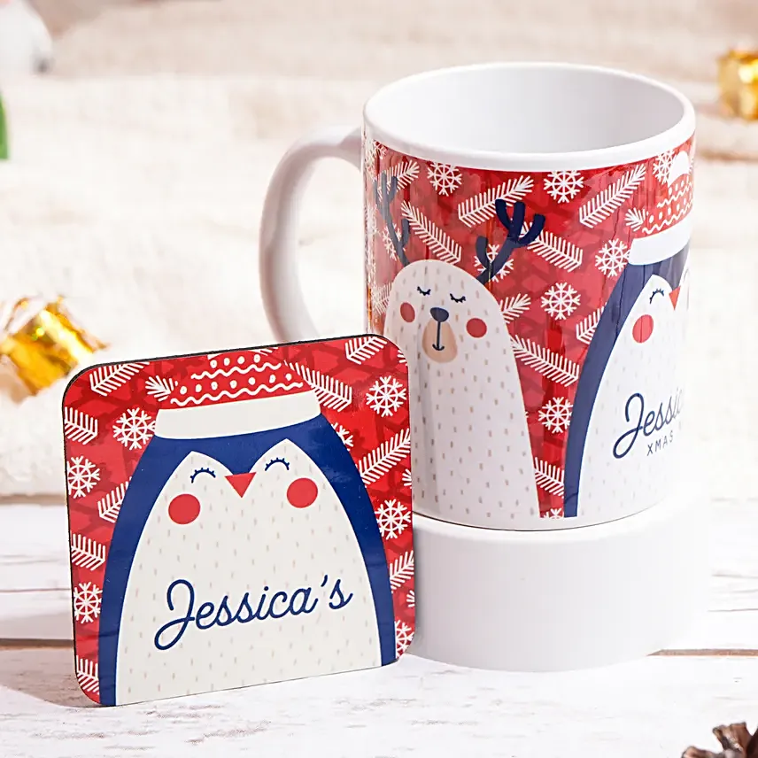 Xmas Personlize Mug And Coaster