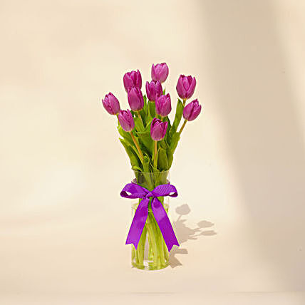 Purple Tulip Arrangement:Wedding Gifts to Dubai