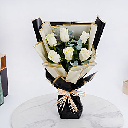 Bouquet Of White Roses:Send Sympathy and Funeral Flowers to UAE