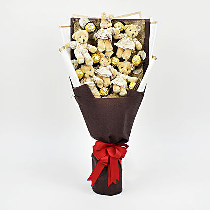 Chocolates and Teddy Bear Heart Shaped Bouquet:Best Chocolates in Dubai, UAE