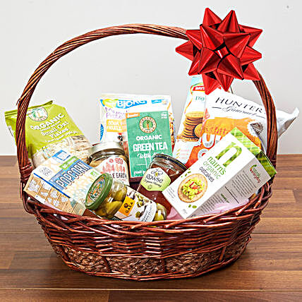 Mint Green Tea And Snacks Basket:Send Birthday Gift Hampers to UAE