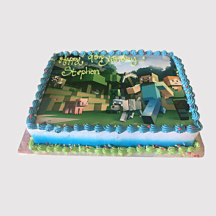 Minecraft Game Photo Cake:Designer Cake Delivery in UAE