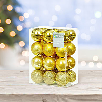 Christmas Decoration Golden Baubles 24 Pcs:Business Gifts Dubai
