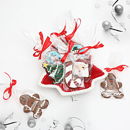 Xmas Cookies In Ceramic Tray:Christmas Gift Baskets to UAE