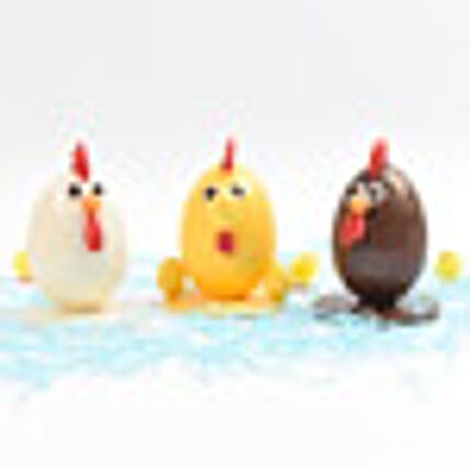 Easter Special Milk And Chocolate Hen Shape Egg Trio