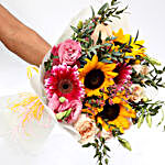Harmonic Roses and Suflower Mixed Bouquet
