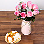 Delicate Pink Roses and Mono Cake