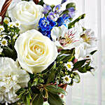 Blue and White Blooms Basket